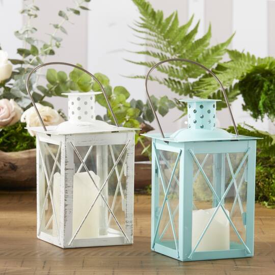 Kate Aspen® Medium Luminous Blue Lantern Tea Light Holder